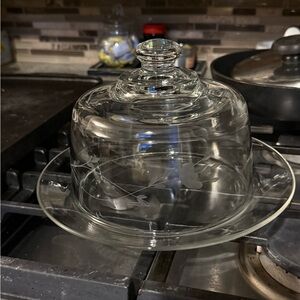 Princess House Elegant Clear Glass Butter Dish